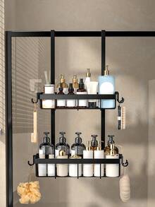 1pc Bathroom Rack, Glass Door Hanger - Bathroom Shower Supplies Storage Rack, Can Hang Towels, Bath Balls, Razors, Storage Rack, Halloween, Christmas Decoration Gift Bathroom Accessories Bathroom Tools