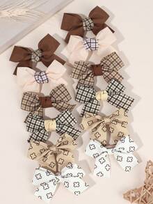 12 Stücke lässige Haarschleifen-Clips für Mädchen, karierte Schleifenspangen, braune Haarclips, Herbst Haaraccessoires, Mädchen Haaraccessoires für den Alltag