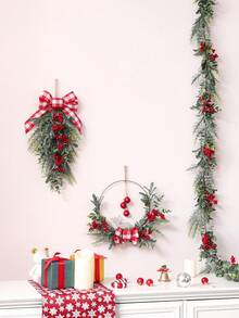 1 Stück künstliche rote Frucht Schleifen Girlande Dekoration, nordischer Stil Weihnachts Heim Wohnzimmer Kamin Atmosphäre Dekoration, Heim Fenster Ausstellung Festival Wohnzimmer Hängende Dekoration, Eingangsbereich, Büro Weihnachtsdekoration Heim Dekor Weihnachtsdekorationen Raumdekoration Winter