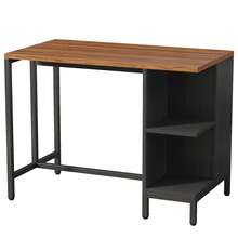 35.43" H Kitchen Island, Kitchen Shelf Bar Table With 5 Open Storage Shelves And Large Worktop, Industrial Butcher Block Island (Stools Not Included) Brown & Black - Brown & Black - View 11