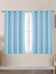 VEHEDE 2 Pcs Curtain Heat Protection Living Room Curtains With Eyelets Thermal Curtain Blackout Eyelet Curtain Set Of 2 Blackout Curtain Beige, Light Beige - Baby Blue - View 28