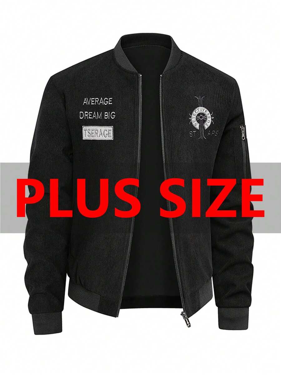 Kurtka męska w dużym rozmiarze, zapinana na suwak i z kołnierzem baseballowym, swobodny styl uliczny, odpowiednia na wiosnę i jesień