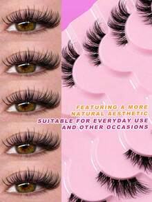 9 对半睫毛自然猫眼假睫毛漫画睫毛自然透明带状睫毛短而柔软 3d 仿貂睫毛纤细蓬松仿貂睫毛睫毛延长工具万圣节、圣诞节、派对和日常魅力最佳礼物 - 眼尾拉長款 - 查看 4