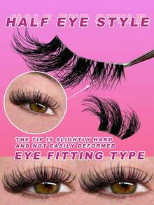 9 对半睫毛自然猫眼假睫毛漫画睫毛自然透明带状睫毛短而柔软 3d 仿貂睫毛纤细蓬松仿貂睫毛睫毛延长工具万圣节、圣诞节、派对和日常魅力最佳礼物 - 眼尾拉長款 - 查看 5