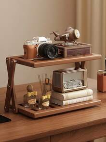 1-Piece Bamboo Storage Rack, Multi-Tiered Bamboo Countertop Display Stand With Stylish Lacquer Finish - Perfect For Storing Cups, Books, And Spices - Ideal For Kitchen, Living Room, Or Office Decor & Organization | Modern Bookshelf Design | Durable Bamboo Bookshelf, Bamboo Shelving Unit - Multicolor - View 4