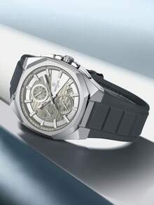 REWARD Men's Quartz Watch Business Fashion Style Timing Calendar Luminous Hands Multi-Functional Men Wristwatch High Quality Gift Classic Design Silicone Watch Band - Black - View 2