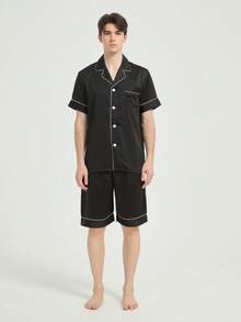 بدلة بيجامة رجالية كاجوال جديدة بأكمام قصيرة وشورت