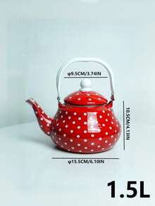 1pc Handmade Thickened Enamel Teapot, Suitable For Gas Stove Direct Heating & Pour Over Tea, Portable Water Kettle For Camping & Picnic, Christmas & New Year Creative Gift Set - Pear Shape - View 7