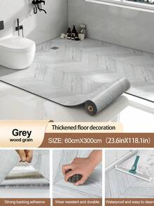 1 Roll 1.3mm Glossy Marble Pattern Self-Adhesive Vinyl Plank Flooring, 15.7x118.1 Inches, Vinyl Plank Flooring, Linoleum Vinyl Sheet Floor Covering, Waterproof & Wear-Resistant, DIY Installation For Room, Office, Kitchen (Marble Pattern, Black) - Multicolor - View 17