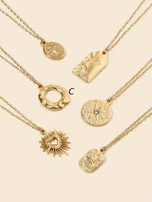 1 件不锈钢十字架，闪耀钻石，镂空心形，女士项链可选，适合日常装饰或送礼 - 金黃色 - 查看 7