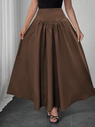 Eleganta damkjolar för den nya hösten och tidiga hösten 2025 är lämpliga för dejting, studentkläder, dagliga resor, grundläggande mångsidighet, fritid, strand och andra scener, eleganta och avslappnade damkjolar, enfärgade, plastmidja, veckad design, vävda tyger, en mängd olika färger att välja mellan, lämpliga för att gå ut och bära, kan även användas som hemkläder.