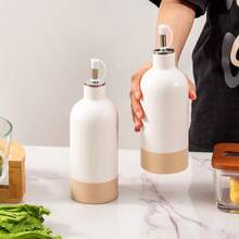 1/2 件陶瓷橄榄油分配瓶，430 毫升/15.2 盎司现代简约风格橄榄油和醋分配瓶，带不锈钢倒油器，适用于储存醋、酱油、咖啡糖浆、液体、乔迁和节日礼物 - 彩色 - 查看 13