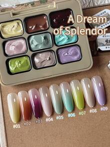 9-Colors Patting Glue Smudge Canned High Saturation Popular Semi-Solid Nail Polish Glue Nail Salon For DIY - 彩色 - 查看 3