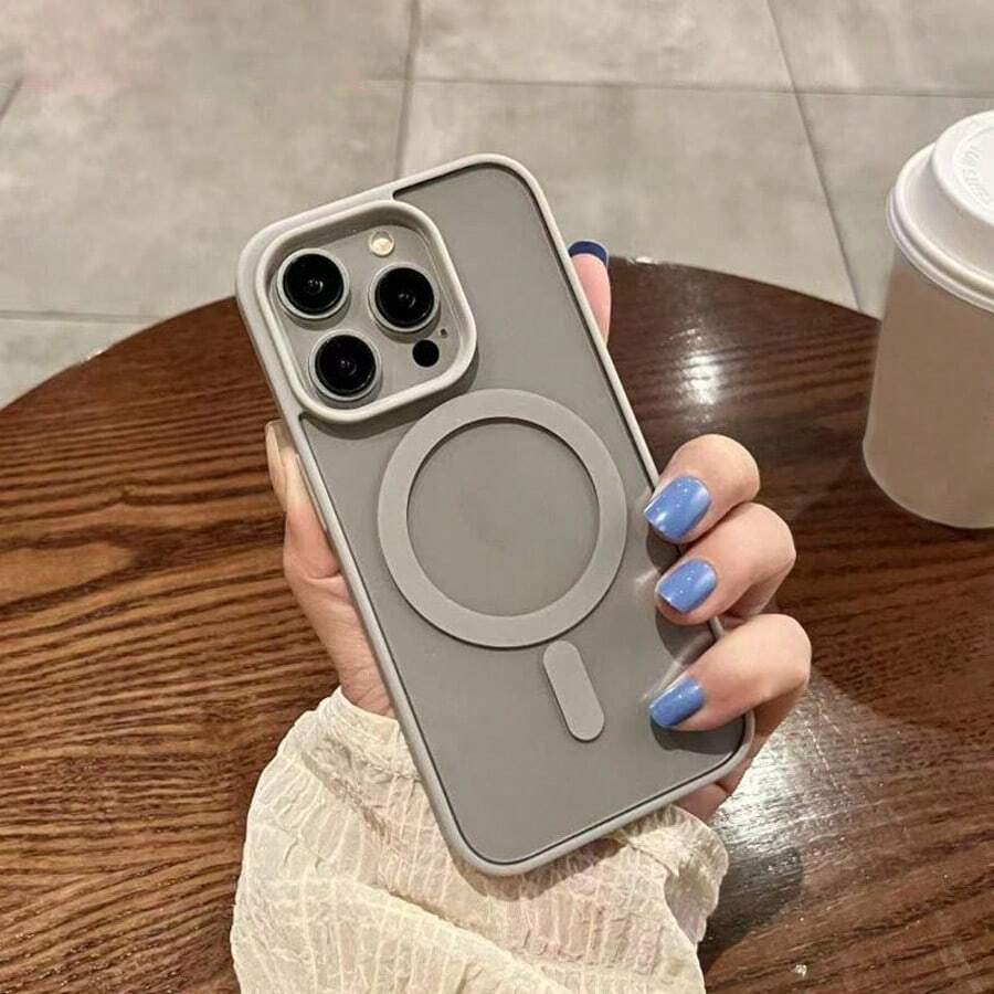 Ốp lưng điện thoại sạc không dây từ tính trong suốt sang trọng cho IP17 16 15 14 13 12 11Pro Max 7/8Plus Xsmax/Xr/X Ốp lưng chống sốc bằng acrylic trong suốt siêu mỏng khung cứng 17Air - Xám - Xem 1