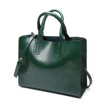 Lady Faux Leather Hand Bags Retro Tote Handbag Casual Large Messenger Bag Women's Shoulder Bag With Long Strap Fashion Purse For Party Shopping Simple Style Green - Green - View 6