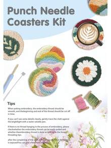 2025新款DIY风景刺绣套装（含杯垫） - 完整初学者刺绣入门套装，包含工具和混合颜色，生日礼物、圣诞礼物、完美礼物