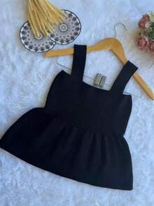 Women's Tank Top With Ruffle Peplum Tricot Modal Summer 2025 Realize Trico Rodadinha - Black - View 1