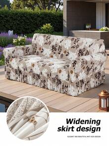 1pc Ruffled Stretch Sofa Cover, Soft & Comfortable, Printed Stretch Furniture Protector, Multiple Sizes Available,Fall Decor,Autumn Decor,Room Decor - Coffee Brown - View 10