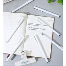 قلم حبر كروي محايد، كتابة سلسة، قرطاسية مكتبية، قلم حبر سائل، تصميم بسيط، قلم حبر كروي بأنبوب بلاستيكي أبيض، لون أسود/أبيض، قلم حبر كربوني، قلم توقيع أعمال بسيط، قلم أبيض محايد عصري بسيط، قلم حبر كروي بأنبوب بلاستيكي أبيض