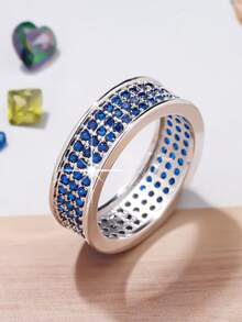 1pc Fashionable Exquisite Crossed Full Ring For Women, Great Gift For Valentine's Day, Date, Anniversary - Silver - View 5