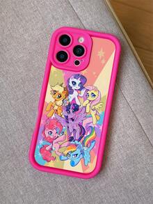 1 pieza Funda protectora de teléfono a prueba de golpes con diseño minimalista de My Little Pony compatible con iPhone 11/12 Pro/13/14 Pro Max/15 Pro Max/16 Plus/XS/8 Plus