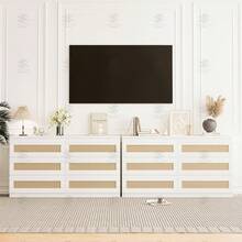 mteryoing Modern Rattan 6-Drawer Dresser For Bedroom - Slim Wooden Chest Of Drawers, Durable Freestanding Storage Organizer Cabinet For Living Room And Entryway - trắng - Xem 8