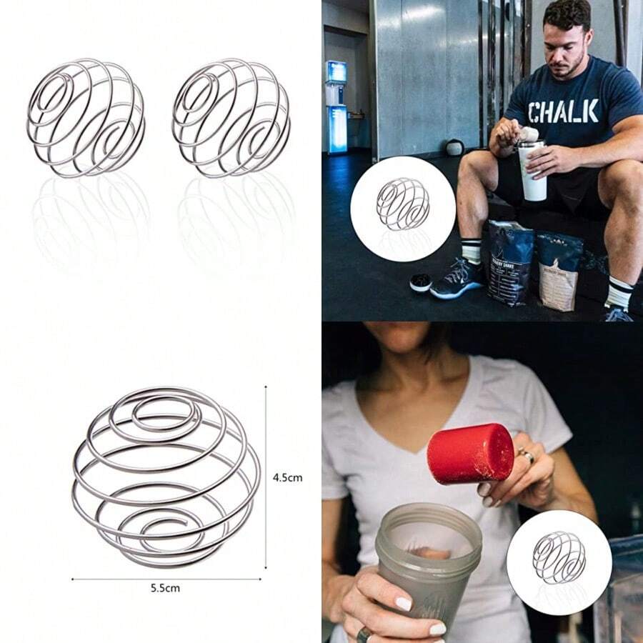 2 Pcs Stainless Steel Bottle Mixer Ball  Protein Shaker Ball Wire Whisk Blender Mixing Ball For Bottle Shaker#DSGDSF - Bạc - Xem 1