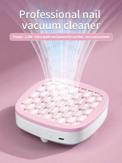 Nail Dust Collector, Suitable For Acrylic Nail Dust Collector, Nail Dust Extractor Fan, Nail Cleaning Device - Powerful Dust Collector, Low Noise, Suitable For Gel Manicure Polishing Salon And Home Use, Pink