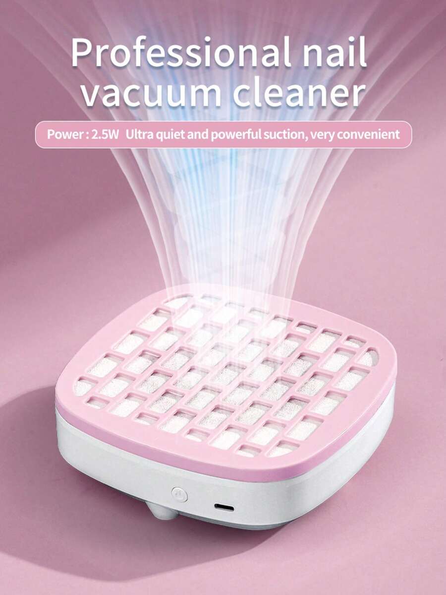 Nail Duster Collector, Nail Dust Collector For Acrylic Nails, Nail Dust Fan Nail Cleaner For Manicure - Nail Vacuum Cleaner Powerful Dust Extractor Low Noise,Gel Nails Polishing Salon Home Use,Pink - 粉色 - 查看 1