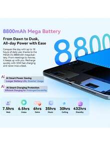 Blackview MEGA 3 平板电脑全球版 12GB+256GB 12.1 英寸 FHD+ IPS 显示屏 90Hz 刷新率联发科 G100 CPU 8800mAh 电池 33W 快速充电 50MP 后置摄像头 Android 15 双 SlM 卡 - 灰色 - 查看 3