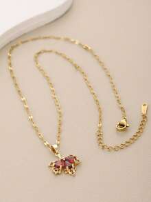 1pc Women's Stainless Steel Maple Leaf Pendant Necklace, Versatile Choker Necklace, Elegant & Fashionable, Vibrant Color, Suitable For Multiple Occasions - Yellow Gold - View 4