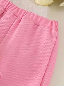 2件套少女甜美休闲3D碎花彩色长袖上衣和裤子套装，春秋 - 彩色 - 查看 5