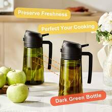 1PC Kitchen Glass Olive Oil Bottles, 2-In-1 Oil Dispenser And Cooking Spray, 16-Ounce High-End Dark Green Glass Oil Bottle, Comes With 6 Stickers, Perfect Cooking Tools For Barbecues, Camping, And Salads. - màu xanh lá - Xem 3