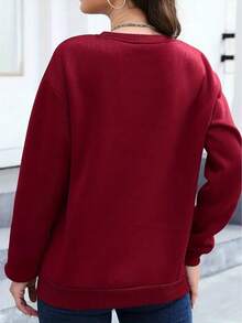 2026 Valentine Outfits For Women Crazy Cat Wizard Personality Print Women's Daily Casual Fleece Thickened Pullover Sweatshirt Loose And Comfortable Valentine's Day - 杏色 - 查看 11