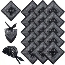 12 قطعة/عبوة باندانا بطراز الباييت والصبغ التعشيقي بأسلوب الموضة الشارعية للنساء