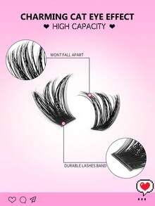 Asiteo 224根D型卷翘100D貂毛簇状假睫毛，纤长蓬松，可重复使用，打造惊艳效果