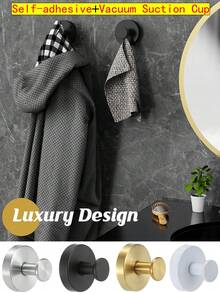 Schwere Edelstahl Saugnapf Haken, Wandmontage Handtuchhalter, einfache Installation, lackierte Oberfläche, modischer Stil für Badezimmer, Küche, Handtücher, Kleidung, Accessoires, Wandmontierter Kleiderständer, Kleiderständer, Kleiderbügel, Aufhängehaken, Aufhänger, Raumdekoration, Türgarderobe, Wandhalter, Kleiderschrank Organizer, Schlüsselhalter