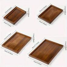 Service Tray For Serving Dishes, 1pc Vintage Bamboo Wood Tray, Dark Walnut Rectangular Serving Tray - Bamboo Composite Sturdy Water-Resistant Tray For Home, Restaurant, Hotel & Display - 棕色 - 查看 2
