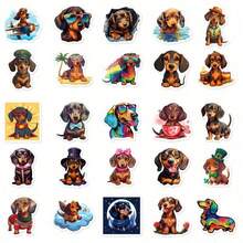 50 Dachshund Graffiti Stickers - Waterproof, Colorful And Cute Dachshund Wearing Fashionable Glasses, Hats And Holiday Outfits, Suitable For Suitcases, Phone Cases, Laptops, Helmets, Skateboards - DIY Creative Decorative Stickers, Dog Stickers, Personalized Item Customization, High-Quality Printing, Suitcase Decoration, Interesting Designs, Durable Stickers, Exclusive For Pet Lovers - 1 - 查看 3