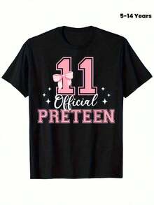 11th Birthday Girl Pink Coquette Bow-Shirt - Cute & Cotton Short Sleeve Tee Youngsters, Casual Summer Style With Official Pretteen Print, Comfortable Round Neck Design, Girls Shirts - Black - View 6