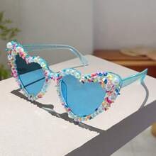 Heart Shape Fashion Glasses With Pearls And Sprinkles Fashion Cute Multi-Color Decor Shades New Original Fashion Glasses - Multicolor - View 12