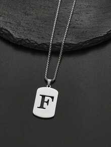 1pc Titanium Steel Letter Pendant Necklace, Minimalist Versatile 26 English Alphabet Small Design Necklace, Accessory, Gift For Christmas, New Year, Valentine's Day - Multicolor - View 20