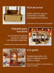 Set 5 mini trajineras Canasta Decorativa de Madera Multiusos para Celebraciones, Fiestas, Decoración de Mesa, Dulces, Regalos y Eventos Especiales - Café integral - Ver 3