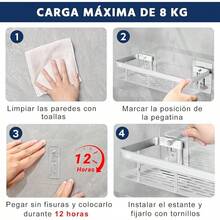VIDA4U 3 Piezas Organizador de Ducha de Esquina, Repisas de Ducha, Estantes de Baño de Aluminio con Adhesive Ganchos y Jabonera, Fácil Instalación, Esquinero Regadera Organizador (Plata) - pago - Ver 1