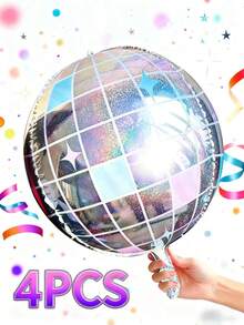 2/3/4 Stück Regenbogen Discokugel Folie Ballons, Laser Silber, Blau und Pink 4D Ballons, 22 Zoll Disco Einzelparty Dekorationen, modische Geburtstags Party Zubehör, 70er-80er Jahre Party Dekorationen, Disco Thema, Weihnachten, Muttertag, Abschluss