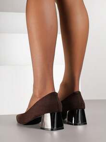 Soft Suede Pointed Toe Heels - Women's Work/Office Shoes - Brown - View 4