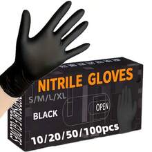 10/20/50/100pcs Black Disposable Nitrile Gloves, Powder-Free, Latex-Free, Household Disposable Gloves, Suitable For Home Cleaning - Black - View 10