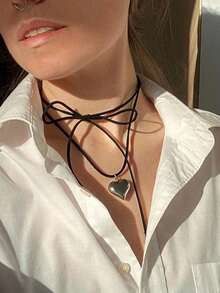 1 pezzo Collana nera in corda  stile gotico da 160 cm, collana choker in corda fai-da-te, collana in corda  marrone stile Maillard, adatta per donne per banchetti, balli, feste