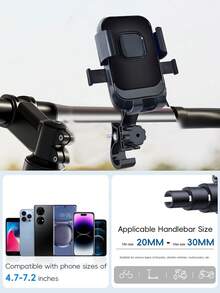 1PC Rotatable Bicycle/Motorcycle Mobile Phone Stand, Made Of High-Quality ABS Material, Stable, Suitable For Outdoor Cycling - Snap-Fit Handlebar Clamp, Compatible With 4.7-7.2 Inch Mobile Phones, Essential For Summer Cycling