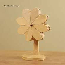 木质隔热碗垫、隔热垫和花朵杯垫套装，带支架。创意风车造型隔热隔热垫，耐热高品质杯垫和隔热垫，适用于您的餐桌。 - 彩色 - 查看 14